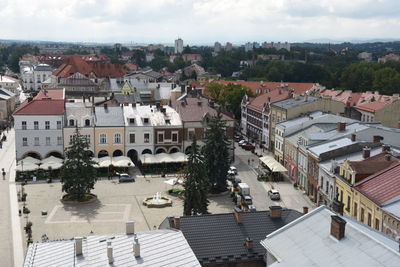 High angle view of city street