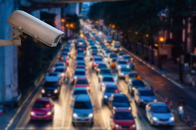 Traffic on road at night