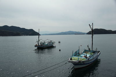 Boat on sea against sky