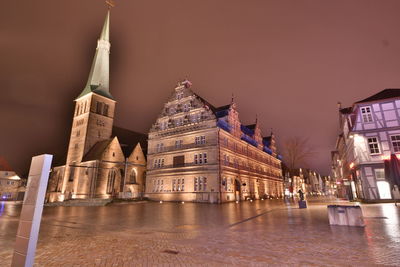 View of historical building at night