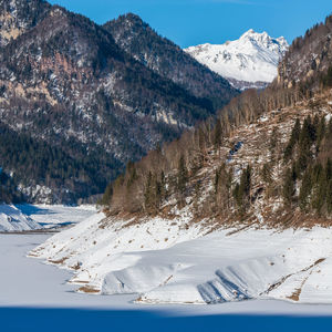 Winter on the frozen sauris lake
