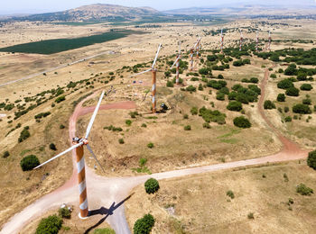 High angle view of road passing through a desert