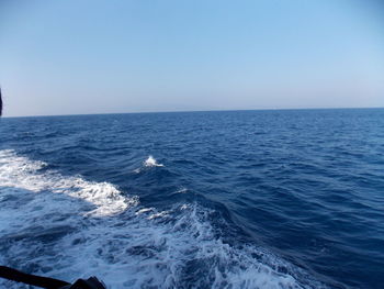 Scenic view of sea against clear sky