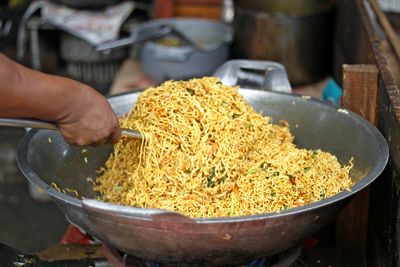 Close-up of yellow food in bowl