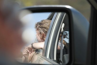 Woman driving car