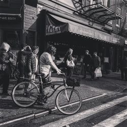 Woman standing in city