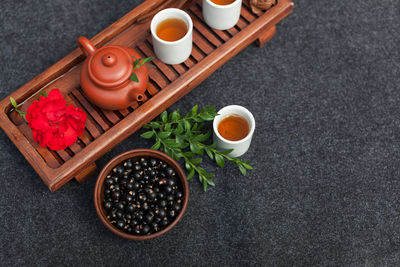 High angle view of coffee on table