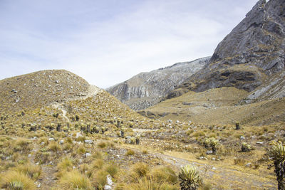 Scenic view of mountain range against sky