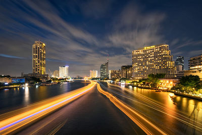 City lit up at night