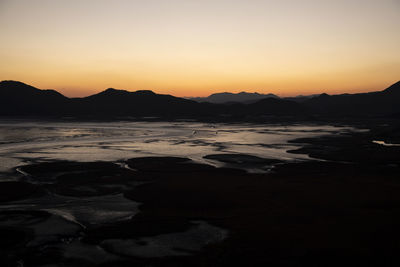 Scenic view of sea against sky during sunset