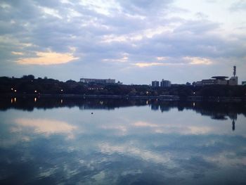 Reflection of cloudy sky on water