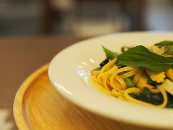 Close-up of food in plate on table