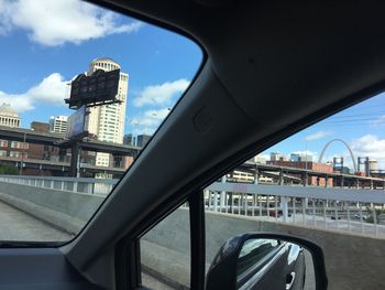 View of city viewed through window