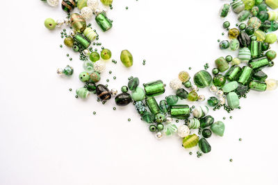 High angle view of vegetables on white background