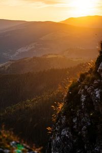 Scenic view of landscape against sky during sunset