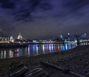 Illuminated cityscape at night