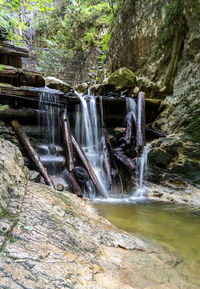 Scenic view of waterfall in forest