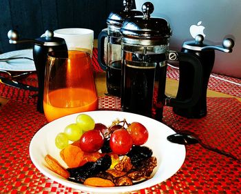 Breakfast served on table