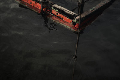 High angle view of boat in lake