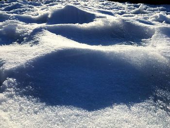 High angle view of snow covered land