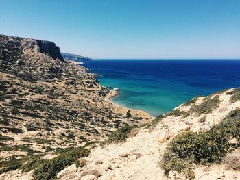 Scenic view of sea against clear sky