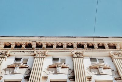 Low angle view of historic building against clear sky