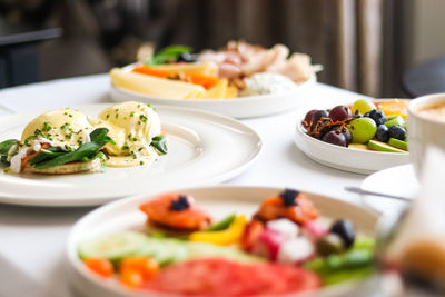 Close-up of food in plate on table