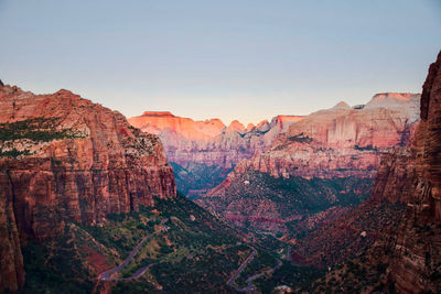 Scenic view of mountains against clear sky