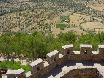 High angle view of historic building