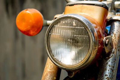 Close-up of old motorcycle