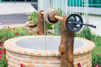 Close-up of fountain against wall