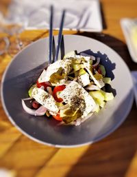 Close-up of food served in plate