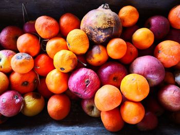 High angle view of oranges on table