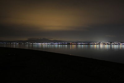 Scenic view of sea against sky at night