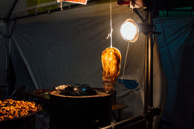 Naan bread hanging at food stall