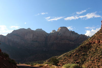 View of rocky mountains against sky