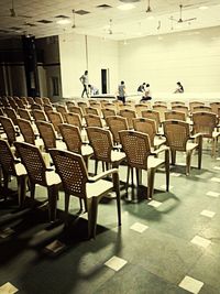 Empty chairs in rows
