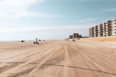 Tire tracks on beach