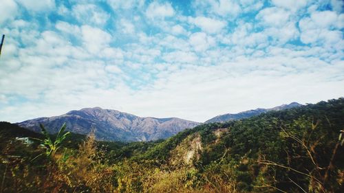 Scenic view of mountains against sky