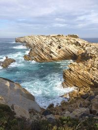 Rock formation in sea