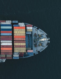 High angle view of a ship sailing