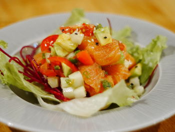 Close-up of salad served in plate