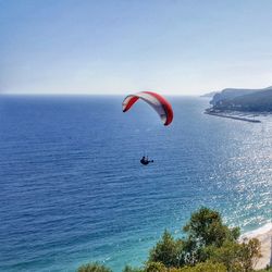 Scenic view of sea against blue sky