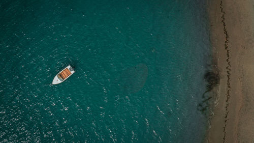 High angle view of boat on beach