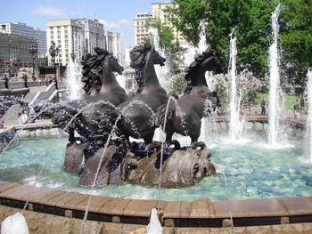 View of fountain in swimming pool