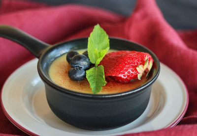 Close-up of strawberries in plate