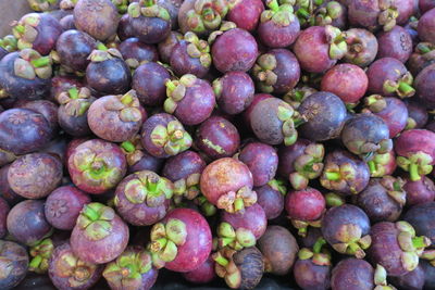Full frame shot of mangosteen fruits at market stall