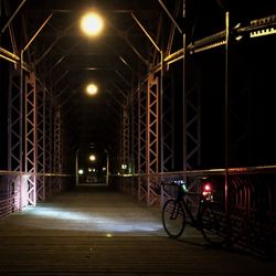 Illuminated street lights at night