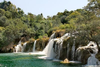 View of the famous waterfall of skradinski buk, at krka national park, in croatia