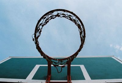 Low angle view of basketball hoop against sky